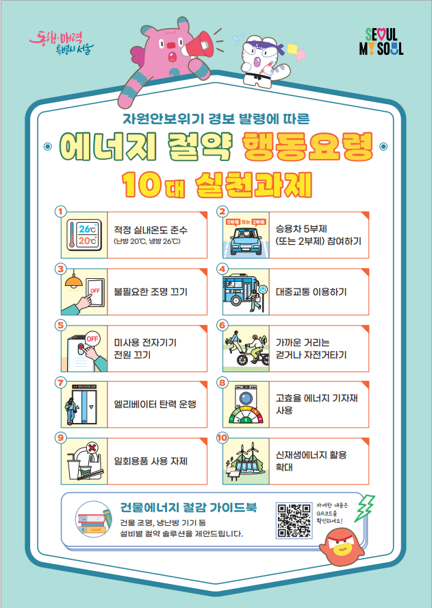 자원안보위기 경보 발령에 따른 에너지절약 행동요령